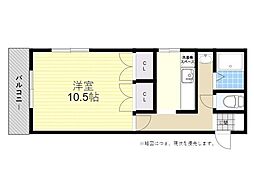 パレ・ドール大在 1Kの間取図画像