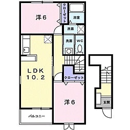 プロムナード1 2LDKの間取図画像