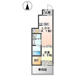 グレーシア皆春 1LDKの間取図画像