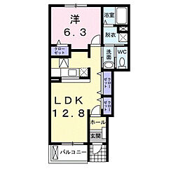 プランドールA 1LDKの間取図画像