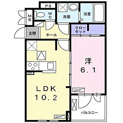 セレーノ須賀 1LDKの間取図画像