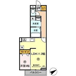 マンダリンフィールド 1LDKの間取図画像