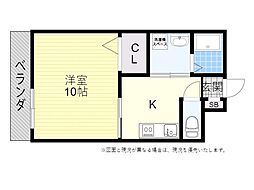 メゾン逢春 1Kの間取図画像