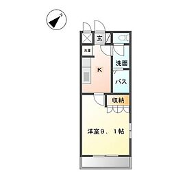 ビバーチェミチル2 1Kの間取図画像