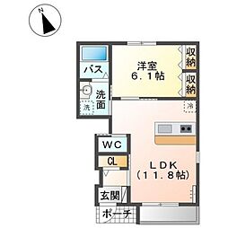 グロリアスHIRO 1LDKの間取図画像