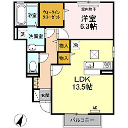 セントセシリア 1LDKの間取図画像