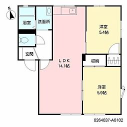 フレグランスイーストA 2LDKの間取図画像