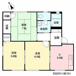 アイエス猪野B 3Kの間取図画像