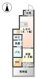 グレーシア皆春 1LDKの間取図画像