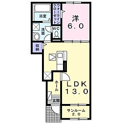 ニューポートみさ 1LDKの間取図画像