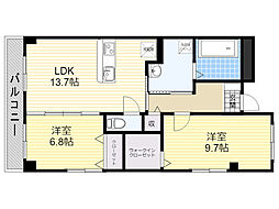 紺屋スカイマンション壱番館 2LDKの間取図画像