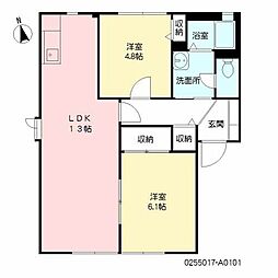 プラスパ高畑A 2LDKの間取図画像