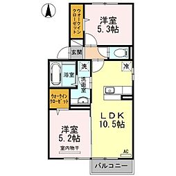 イオスB 2LDKの間取図画像