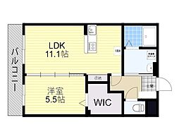 コントレイル鶴崎 1LDKの間取図画像