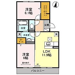 グランシャリオS 2LDKの間取図画像