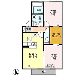 エクレール美濃屋D 2LDKの間取図画像