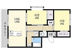 WINDOMシティおぐら 2LDKの間取図画像