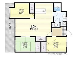 おかたマンション 3LDKの間取図画像