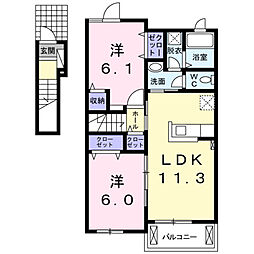ラ・パルフェB 2LDKの間取図画像