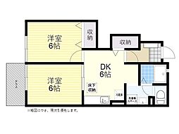 ベルデュール 2DKの間取図画像