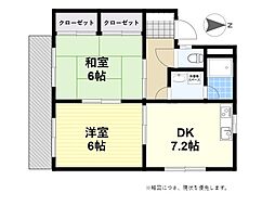 ハイツ山本 2DKの間取図画像