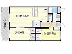 フォレスト 2LDKの間取図画像