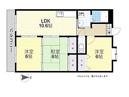 アメニティー21南大分 3LDKの間取図画像
