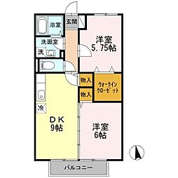 グランデ賀来 2DKの間取図画像