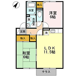 ヴェルドミールK 2LDKの間取図画像