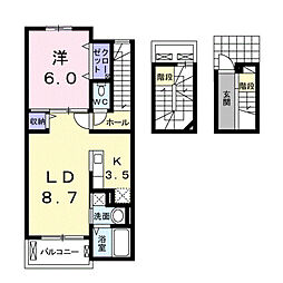 アモール愛4 1LDKの間取図画像
