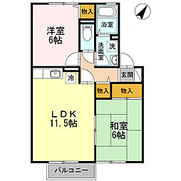 ヴェルドミールK 2LDKの間取図画像