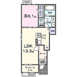 プラティーク挾間2 1LDKの間取図画像