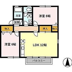 コーア・カクB 2DKの間取図画像