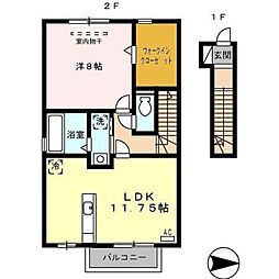 グリーンパーク古国府 1LDKの間取図画像
