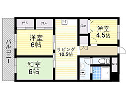 アメニティー21南大分 2LDKの間取図画像