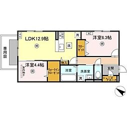 DーROOM羽屋 2LDKの間取図画像