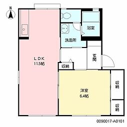 ヴィレッジS・SA 1LDKの間取図画像