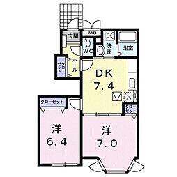 ストローガーデン 2DKの間取図画像