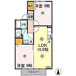 セジュールたさきA 2LDKの間取図画像