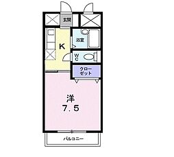 ブルースカイ鴻川 1Kの間取図画像