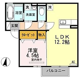 D-room古国府 1LDKの間取図画像