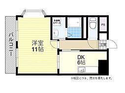 ハーメイン原新町 1DKの間取図画像