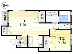 メゾンクーカム 1LDKの間取図画像