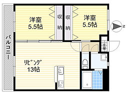 アイライン花高松 2LDKの間取図画像