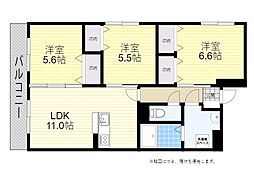 サンルージュ 3LDKの間取図画像