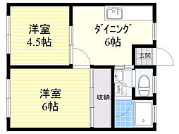 パナハイツSONODA 2DKの間取図画像