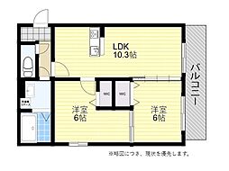 コート・サヴール 2LDKの間取図画像