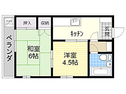 大津コーポ2 2Kの間取図画像