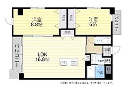 セントリア大分駅前 2LDKの間取図画像