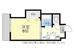 かえでビル 1Kの間取図画像